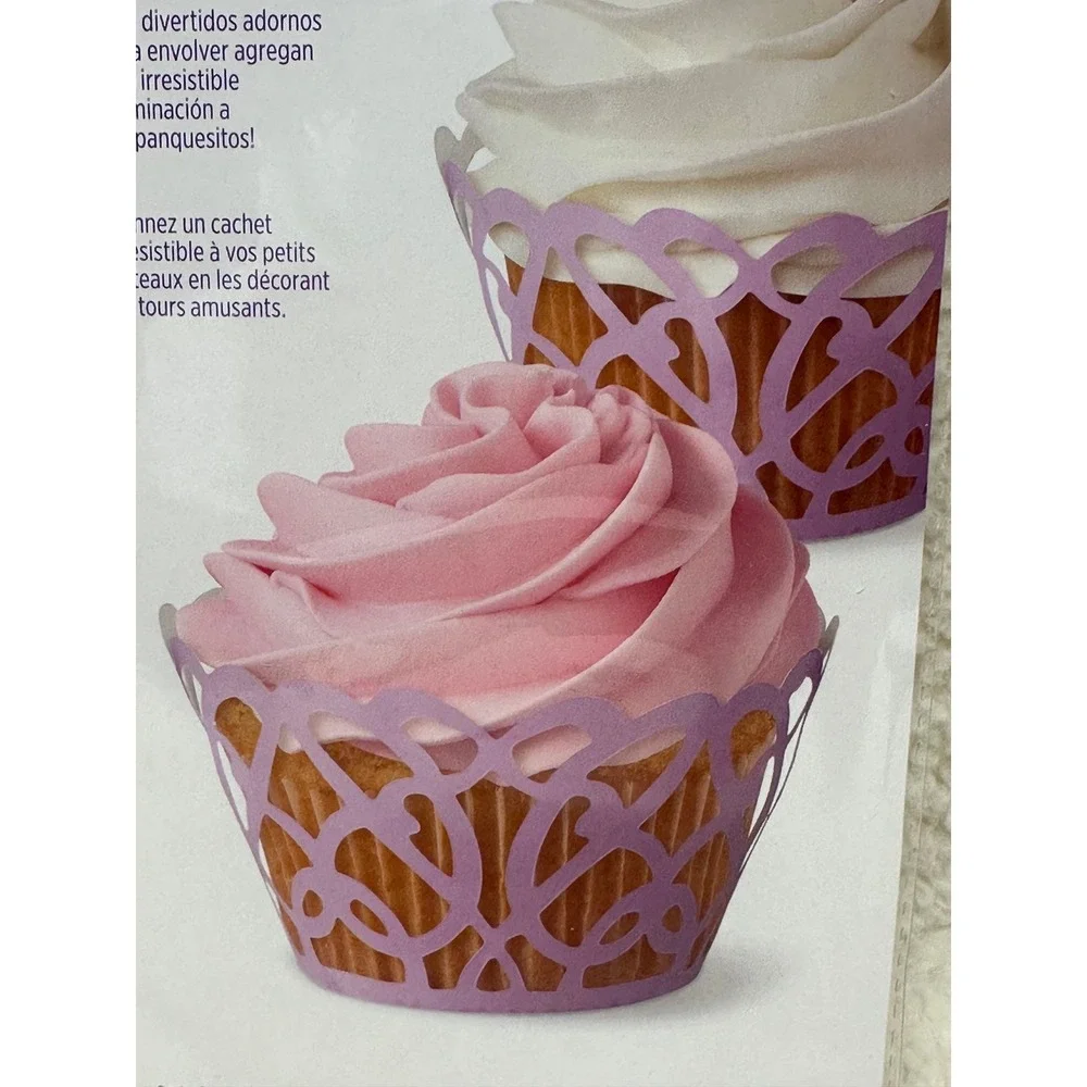 Wilton Cupcake Wraps‎ Lavender Swirl Laser Cut Decorative Collars 18 Count